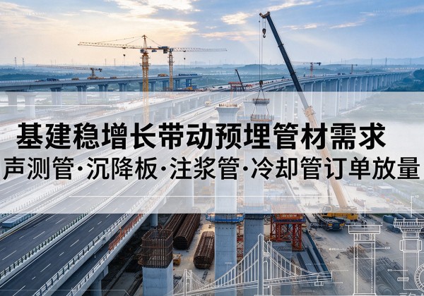 岫岩基建稳增长带动预埋监测管材需求，声测管、沉降板、注浆管订单持续放量